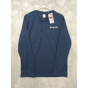 Snap On Tools Shirt Mens Large Blue Henley Jersey Long Sleeve Lightweight